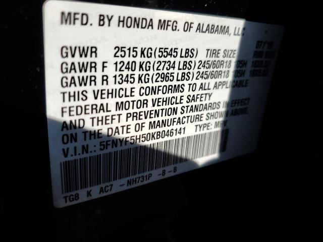 5FNYF5H50KB046141 Honda PILOT EXL