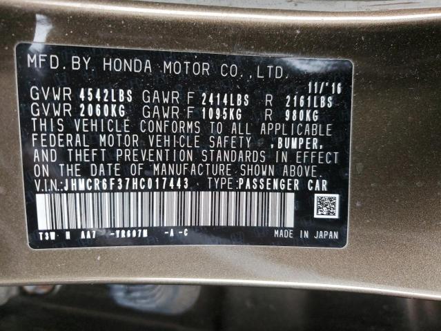 JHMCR6F37HC017443 Honda ACCORD HYBRID