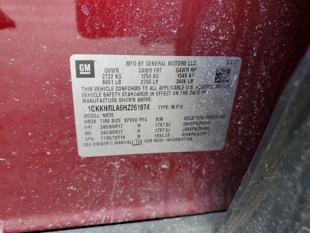 1GKKNRLA6HZ261874 GMC ACADIA SLE