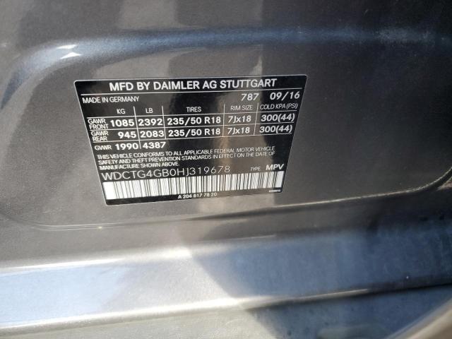 WDCTG4GB0HJ319678 Mercedes-Benz Gla 250 4matic