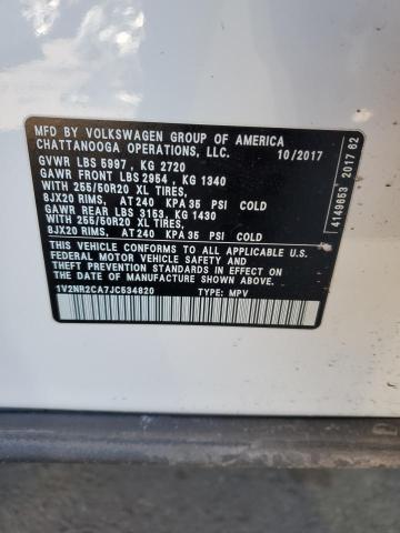 1V2NR2CA7JC534820 Volkswagen Atlas Sel Premium