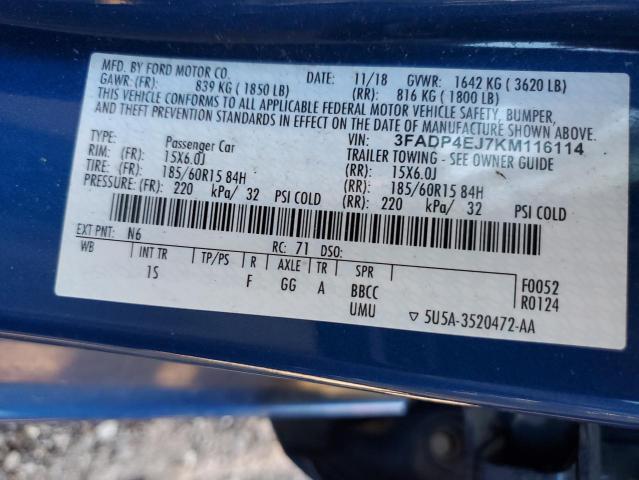 3FADP4EJ7KM116114 Ford FIESTA SE