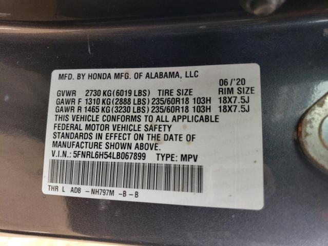 5FNRL6H54LB067899 Honda ODYSSEY EX