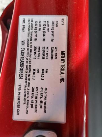 5YJ3E1EA2KF305624 Tesla MODEL 3
