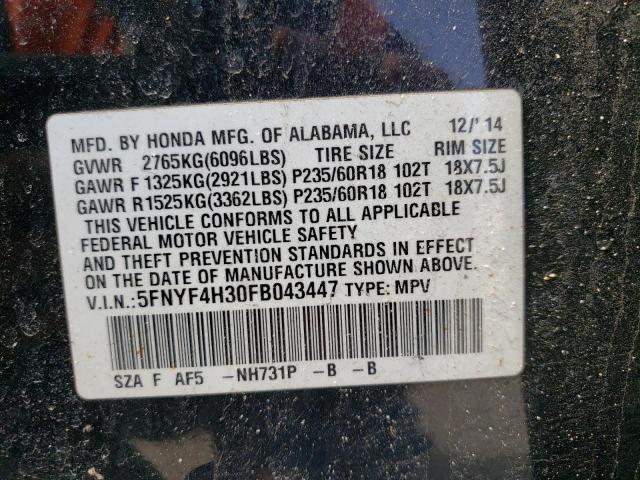 5FNYF4H30FB043447 Honda PILOT SE