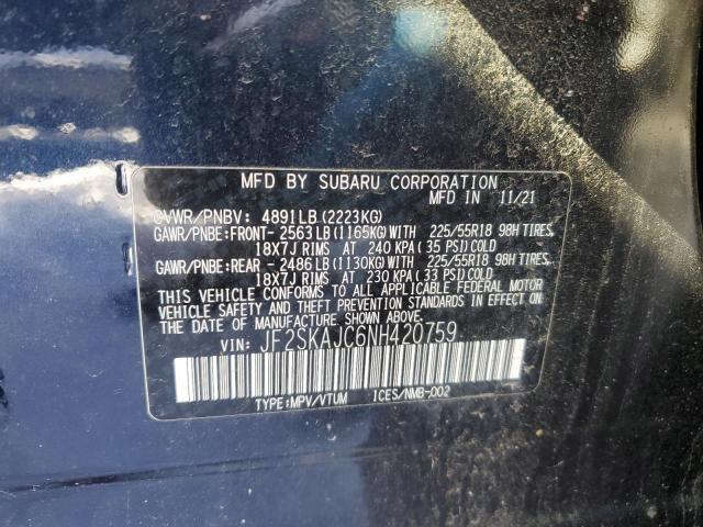 JF2SKAJC6NH420759 Subaru Forester Sport