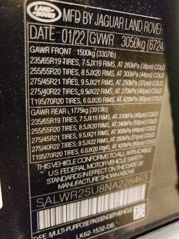 SALWR2SU8NA228463 Land Rover Range Rover Sport Hse Silver Edition