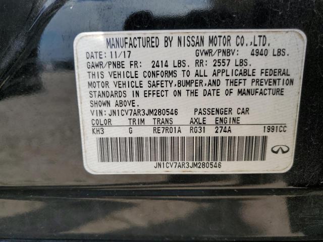 JN1CV7AR3JM280546 Infiniti Q50 PURE
