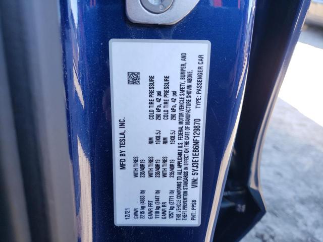 5YJ3E1EB6NF129870 Tesla MODEL 3