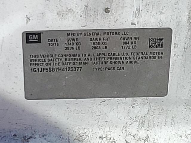 1G1JF5SB7H4125377 Chevrolet Sonic Premier