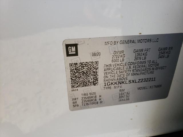 1GKKNKLSXLZ232211 GMC ACADIA SLE