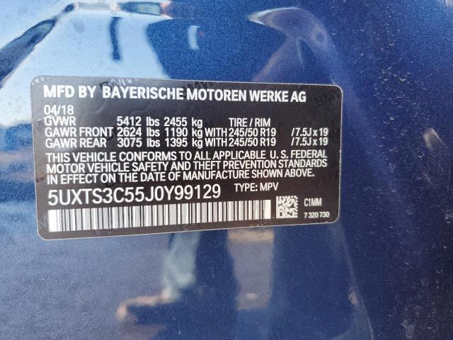 5UXTS3C55J0Y99129 BMW X3 Xdrivem40i