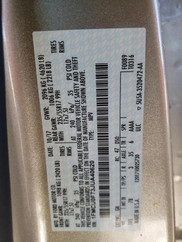 1FMCU0F73JUA40620 Ford ESCAPE S