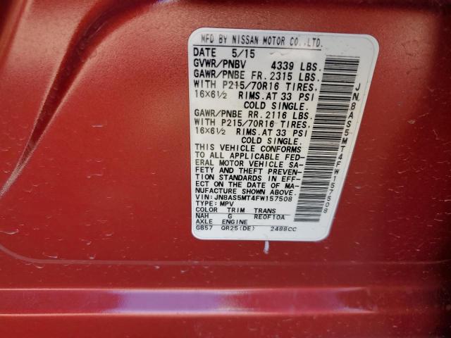 JN8AS5MT4FW157508 Nissan Rogue Select S