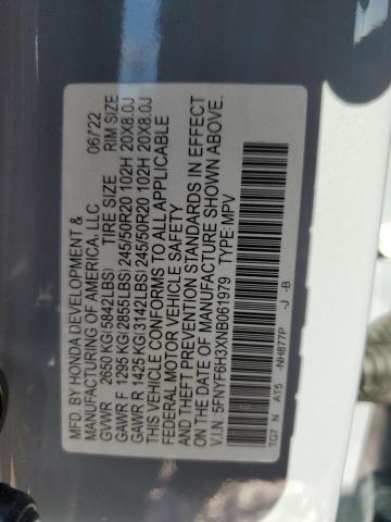 5FNYF6H3XNB061979 Honda Pilot Sport