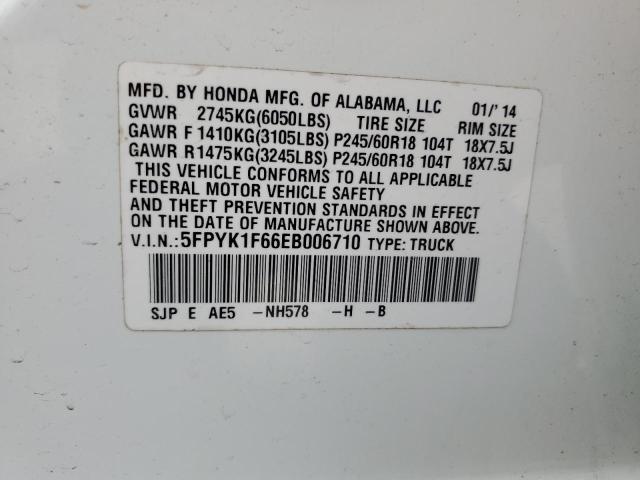 5FPYK1F66EB006710 Honda Ridgeline Rtl-s