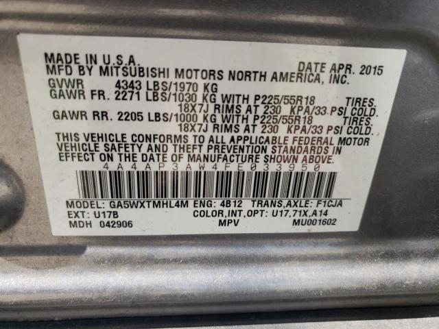 4A4AP3AW4FE033950 Mitsubishi Outlander Sport Es