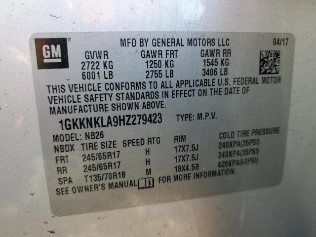 1GKKNKLA9HZ279423 GMC ACADIA SLE