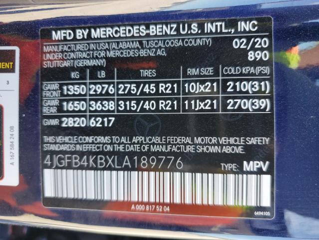 4JGFB4KBXLA189776 Mercedes-Benz Gle 350 4matic