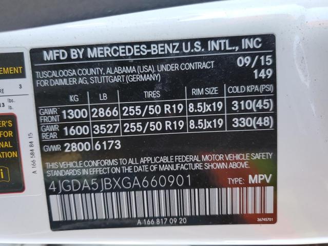 4JGDA5JBXGA660901 Mercedes-Benz GLE 350