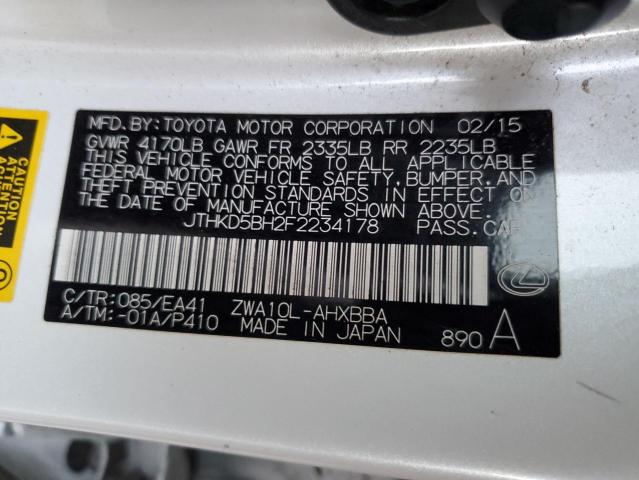 JTHKD5BH2F2234178 Lexus CT 200