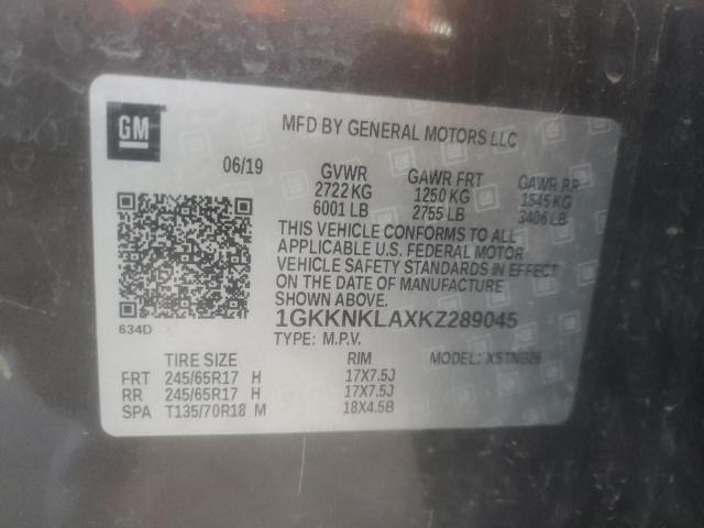 1GKKNKLAXKZ289045 GMC ACADIA SLE