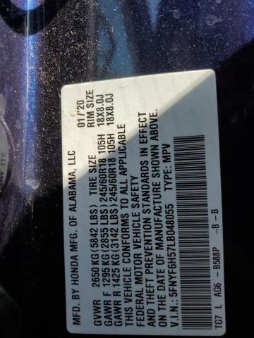 5FNYF6H57LB048055 Honda PILOT EXL