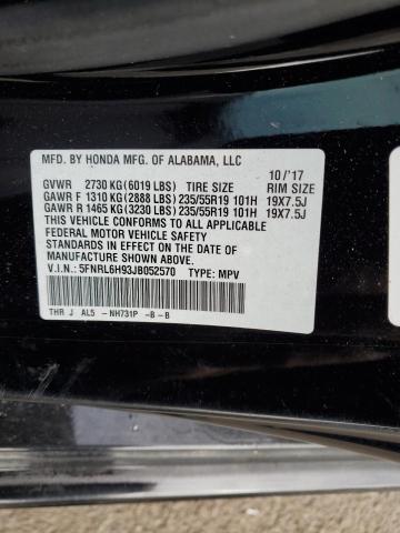 5FNRL6H93JB052570 Honda Odyssey Elite