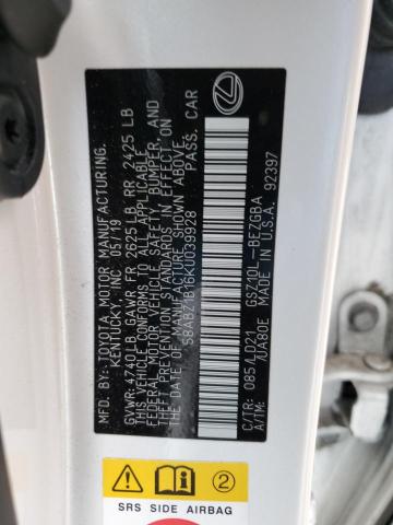 58ABZ1B16KU039928 Lexus ES 350