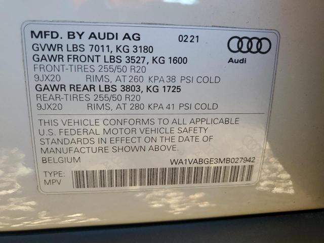WA1VABGE3MB027942 Audi E-tron Prestige