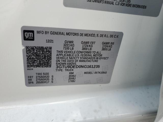3GTU9DED0NG161235 GMC Sierra Limited K1500 Slt