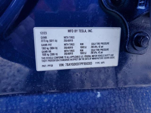 7SAYGDED7PF956303 Tesla Model Y