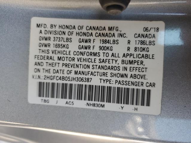 2HGFC4B05JH306387 Honda Civic Lx