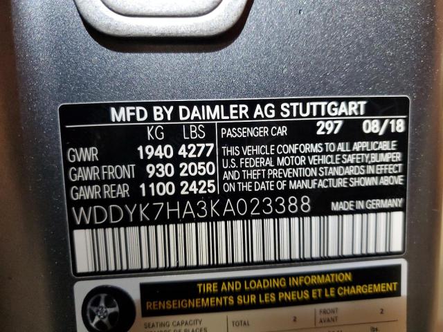 WDDYK7HA3KA023388 Mercedes-Benz AMG GT