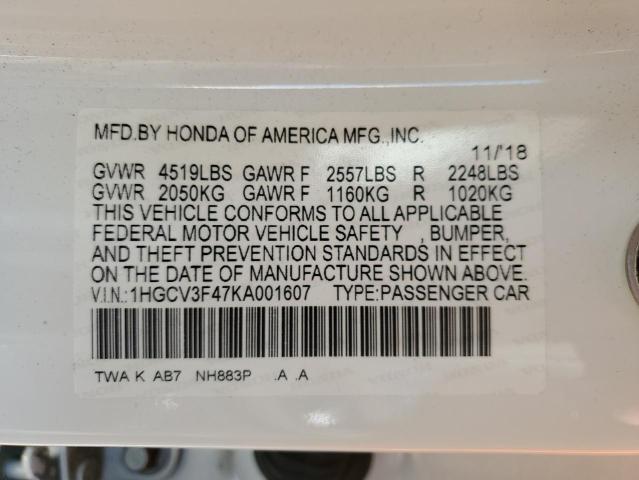 1HGCV3F47KA001607 Honda Accord Hybrid Ex