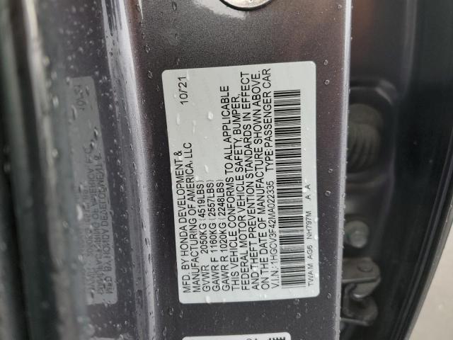 1HGCV3F42MA022335 Honda Accord Hybrid Ex