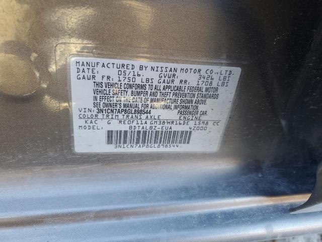 3N1CN7AP8GL898544 Nissan VERSA S