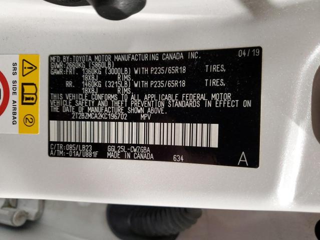 2T2BZMCA2KC196702 Lexus Rx 350 Base