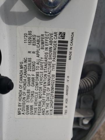 2HGFC2F80MH522138 Honda Civic Sport