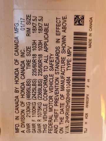 2HKRW2H92HH610484 Honda Cr-v Touring