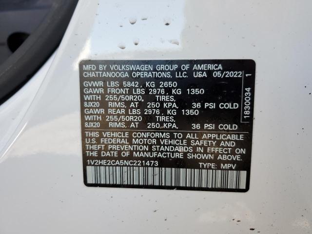 1V2HE2CA5NC221473 Volkswagen Atlas Cross Sport Se