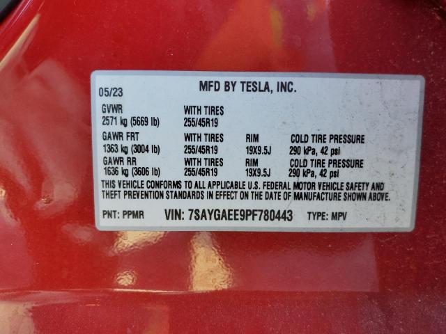7SAYGAEE9PF780443 Tesla Model Y