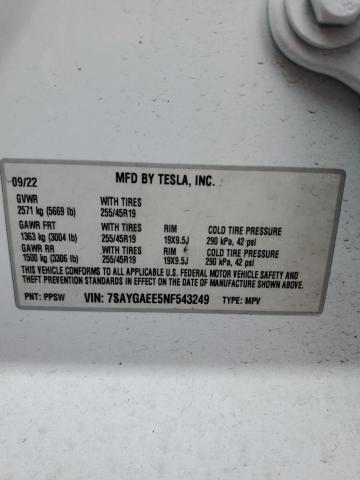 7SAYGAEE5NF543249 Tesla Model Y