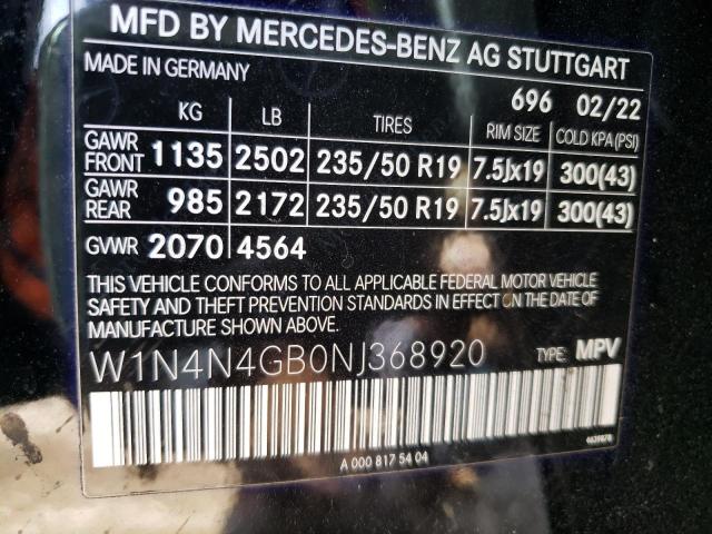 W1N4N4GB0NJ368920 Mercedes-Benz GLA 250