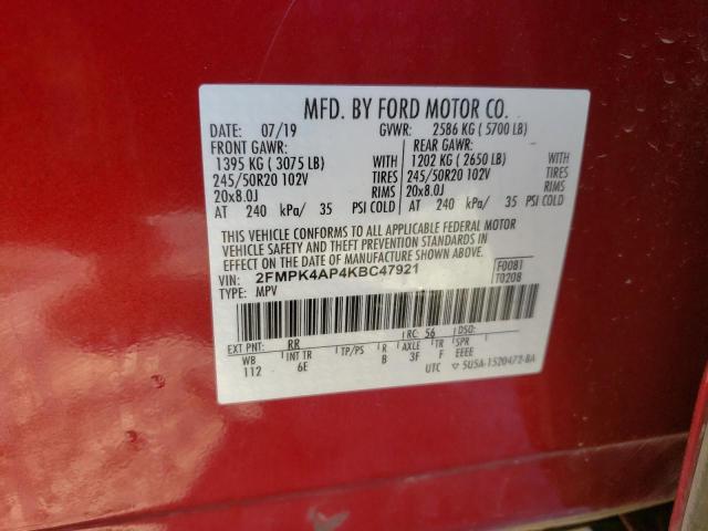 2FMPK4AP4KBC47921 Ford EDGE ST