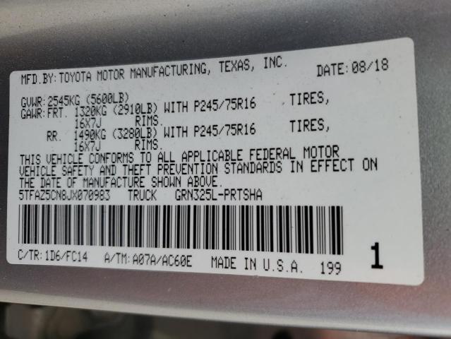 5TFAZ5CN8JX070983 Toyota Tacoma Double Cab