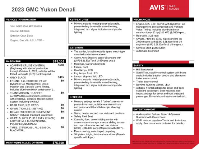 1GKS1DKL4PR388803 GMC YUKON DENALI