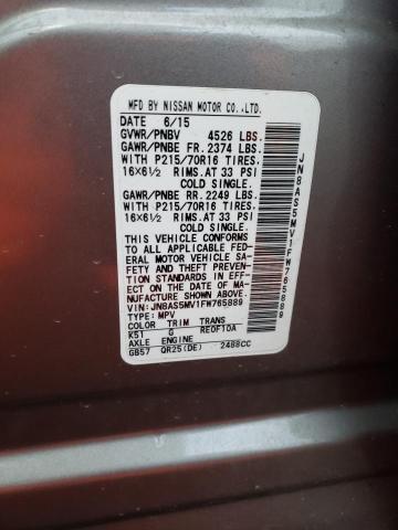 JN8AS5MV1FW765889 Nissan Rogue Select S