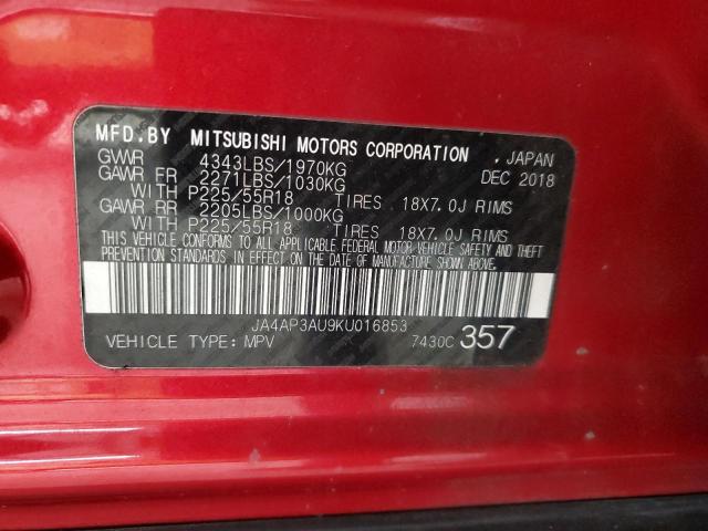 JA4AP3AU9KU016853 Mitsubishi Outlander Sport Es