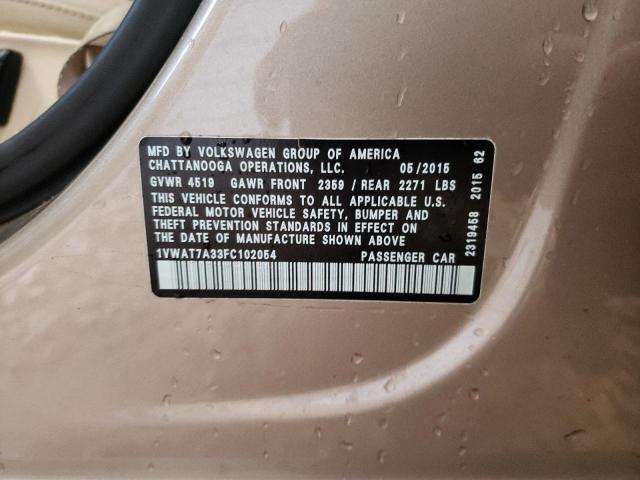 1VWAT7A33FC102054 Volkswagen PASSAT S